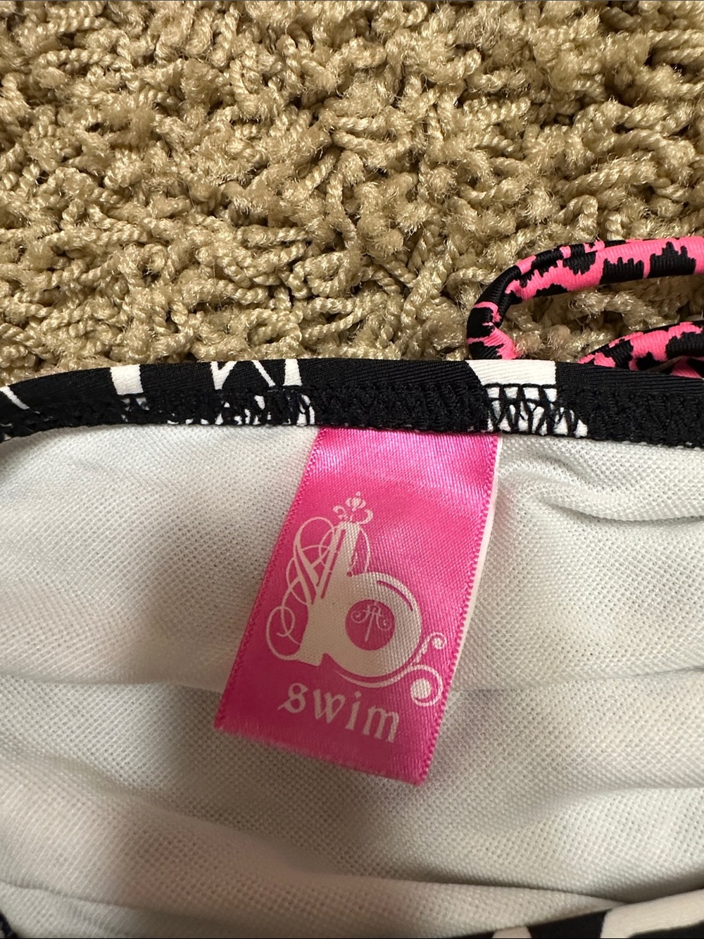 Luli Fama Hot Pink Bandeau Bikini Top with Black & White Animal Print Bottom - Picture 4 of 6